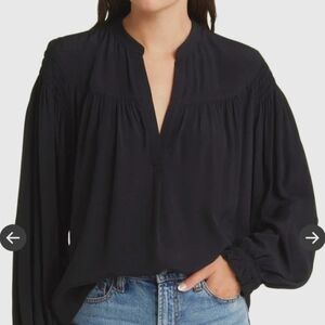 NWT $69 Treasure‎ & Bond Black Popover Blouse 100% Viscose Large Flowy